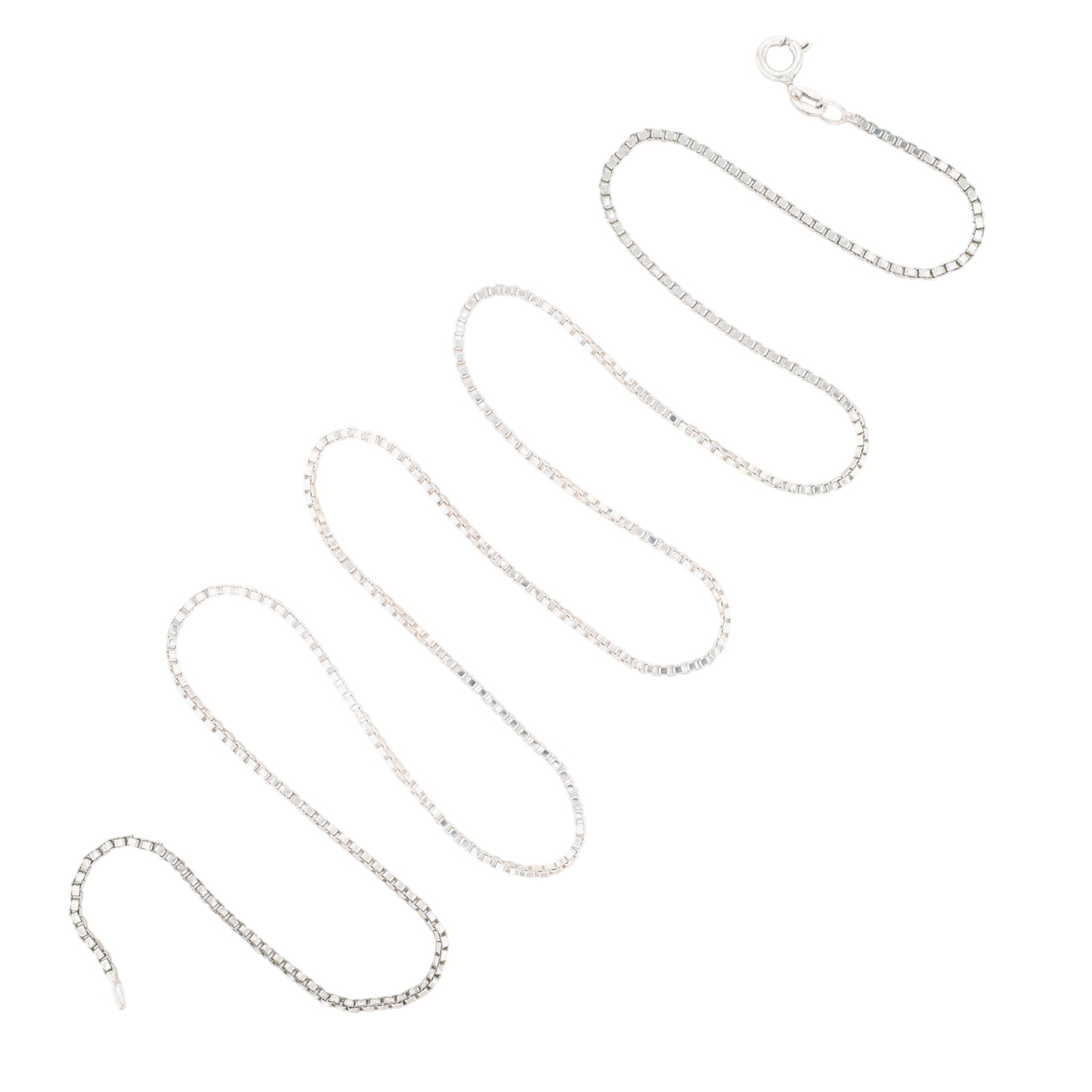 Signed Italy Sterling Silver Box Chain Necklace