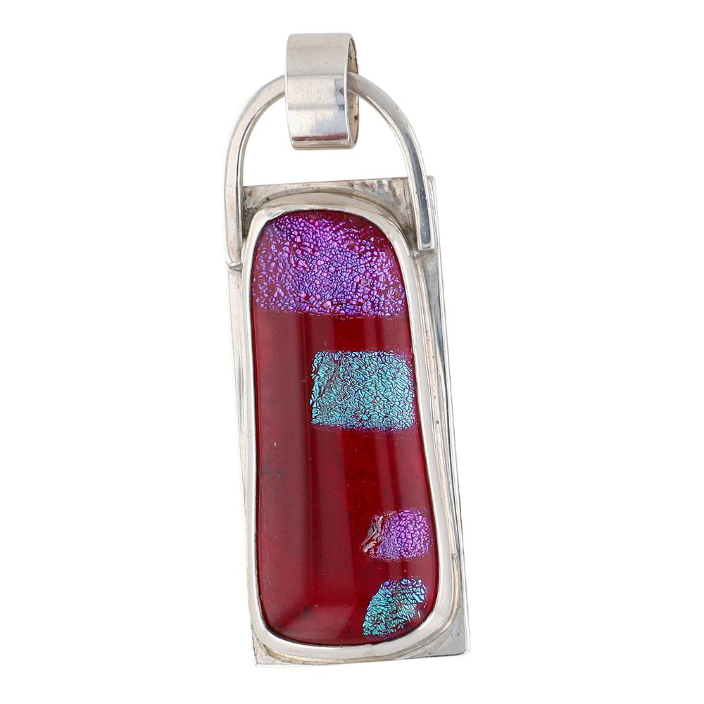 Lot 273: Liz Spears 2007 Sterling Silver Dichroic Glass Modern Pendant