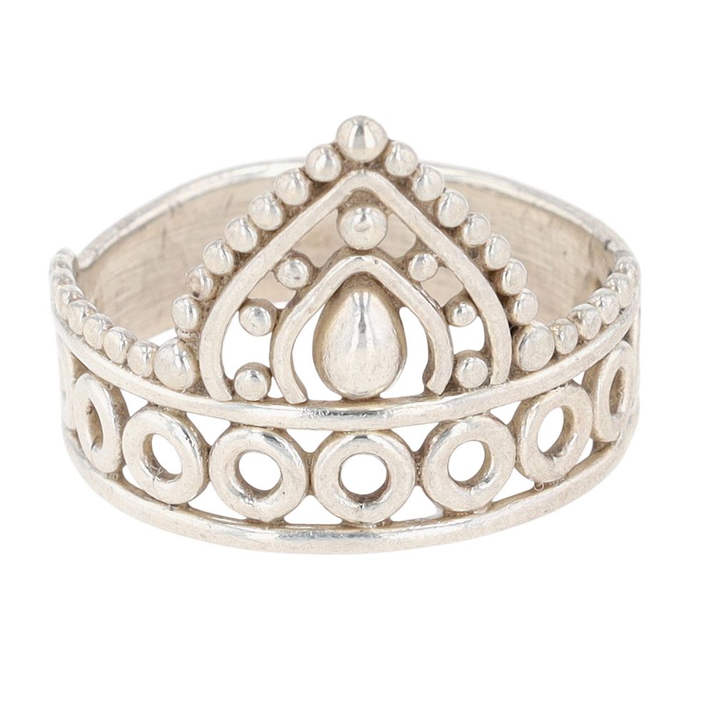 Lot 277: Sterling Silver Open Work Bali Style Crown Ring Size 7