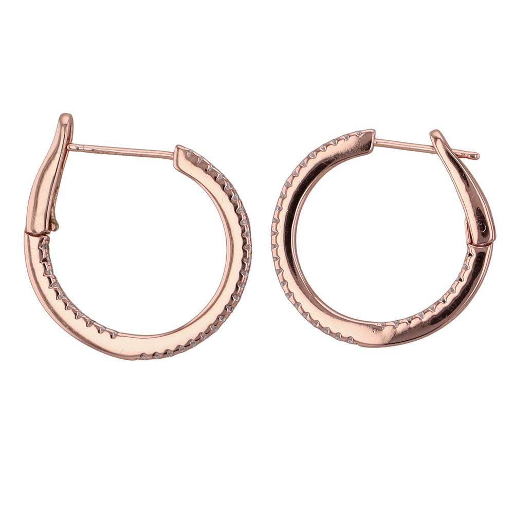 Lot 284: Signed Rose Gold Over Sterling Silver CZ Hinged Hoop Earrings