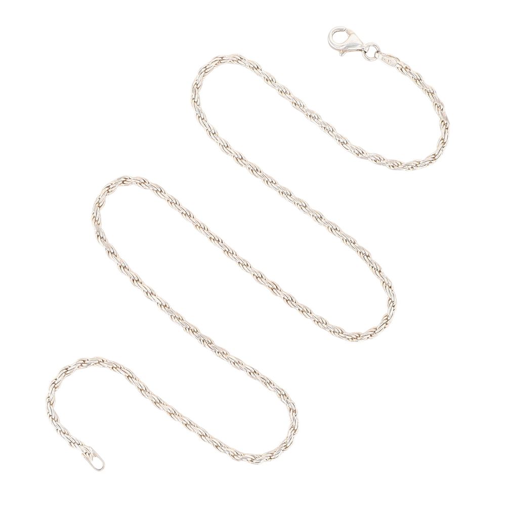Lot 288: Italy Sterling Silver Twisted Rope Chain Necklace