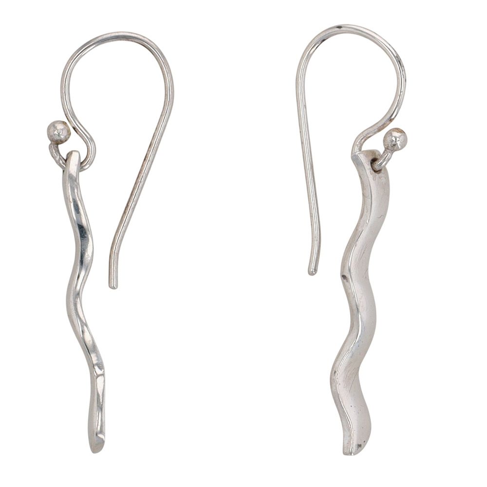 Lot 293: Signed Sterling Silver Wavy Bar Dangle Earrings