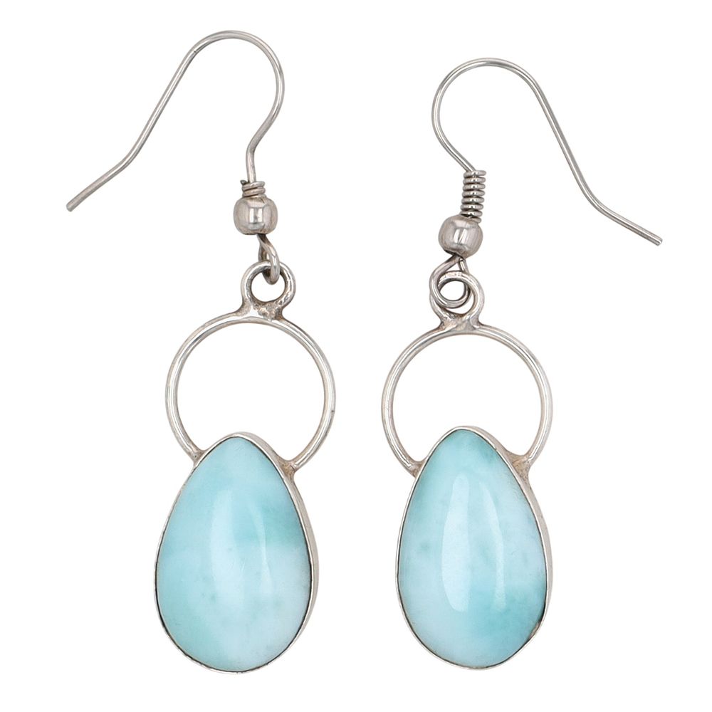 Lot 305: Sterling Silver Larimar Drop Dangle Earrings