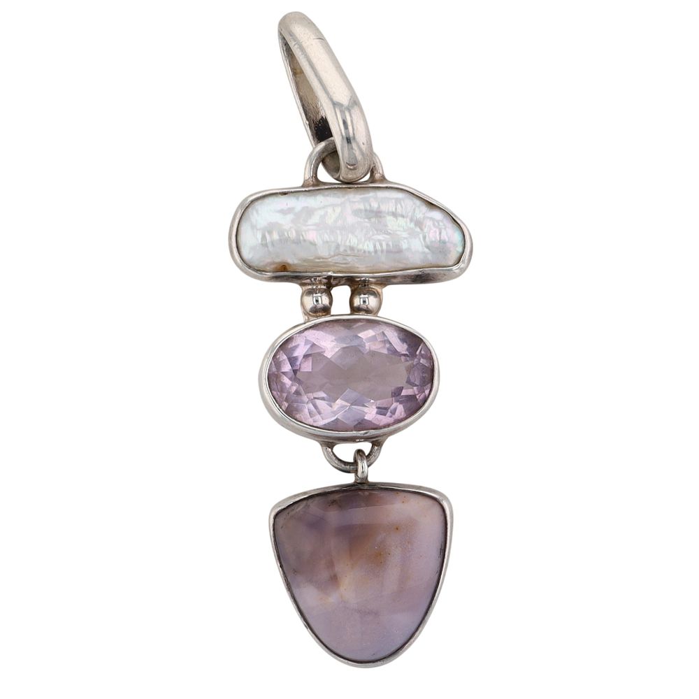 Lot 314: Chris Bales Elligators Sterling Silver Multi Gemstone Modern Pendant