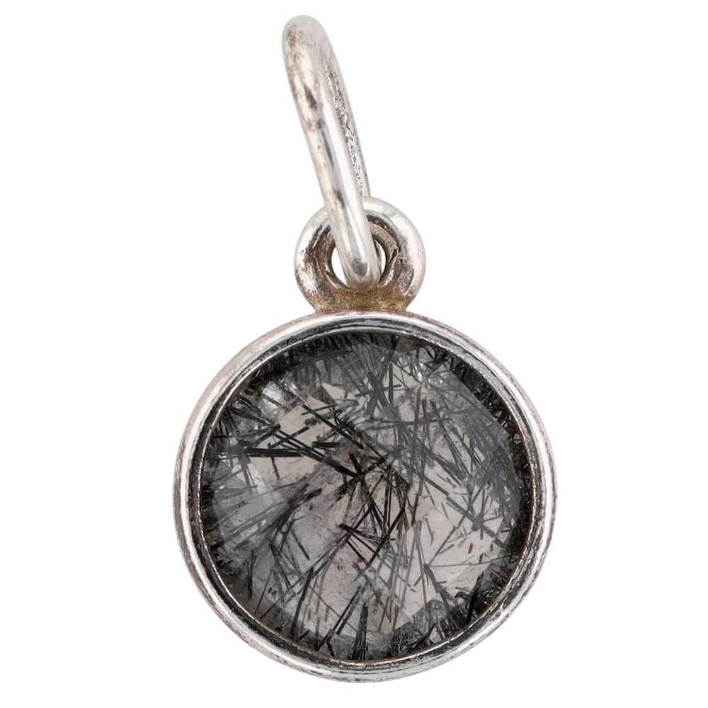 Lot 324: Pandora Sterling Silver Moss Agate Rose Cut Pendant