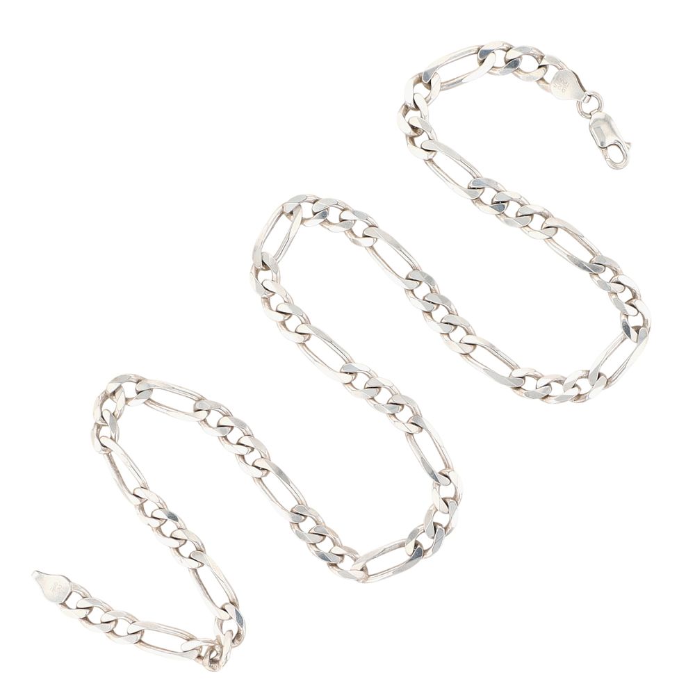 Lot 331: Signed Italy Sterling Silver Figaro Chain Necklace