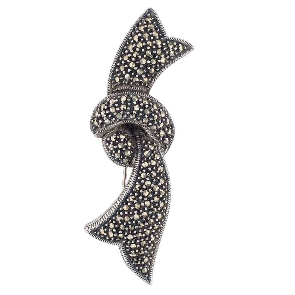 Lot 336: Judith Jack Sterling Silver Marcasite Sashed Knot Brooch
