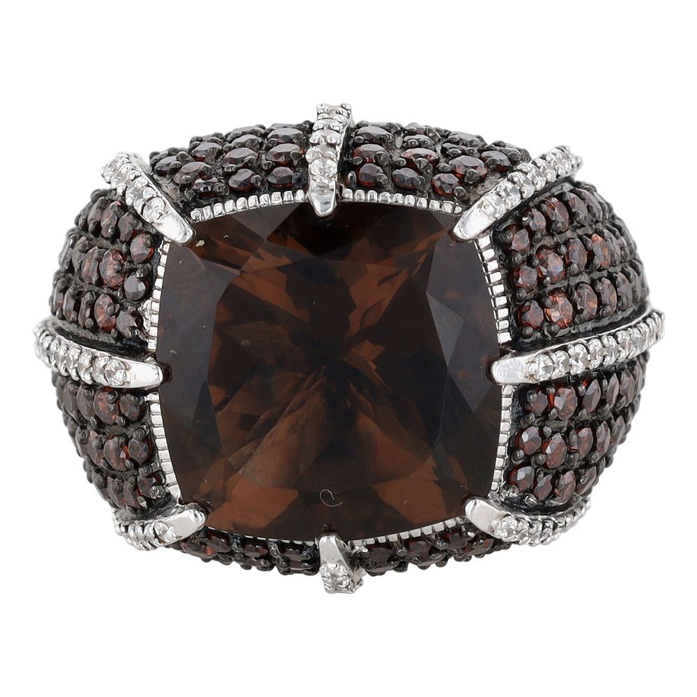 Lot 340: Judith Ripka Sterling Silver Multi Gemstone Statement Ring Size 7
