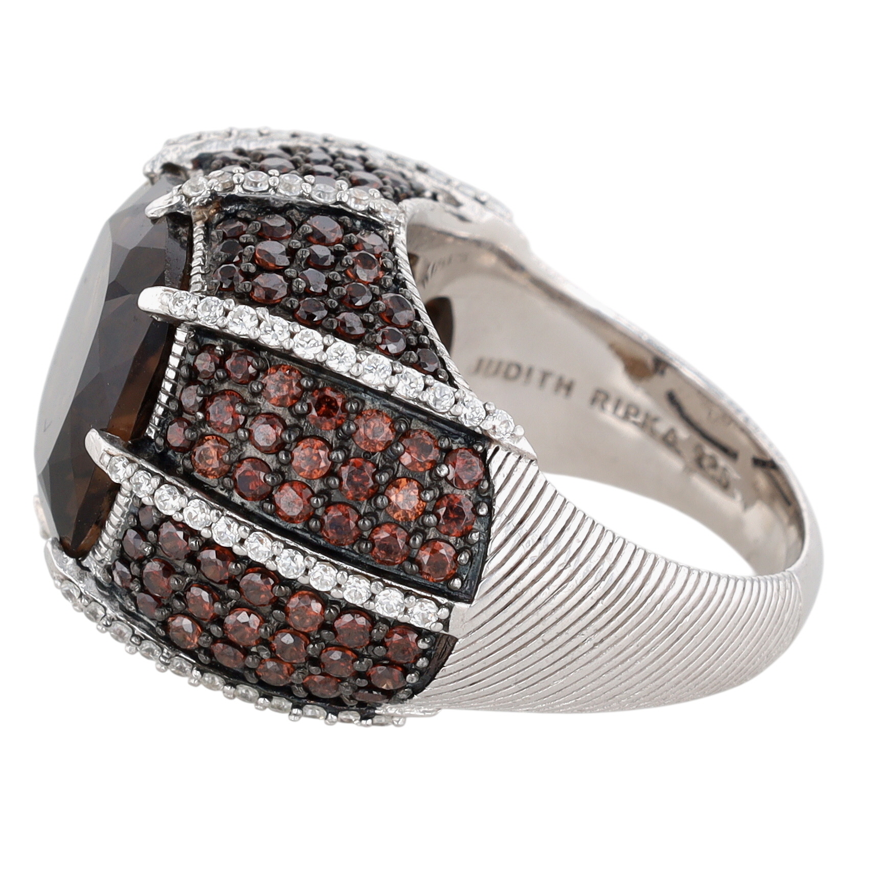 Judith Ripka Sterling Silver Multi Gemstone Statement Ring Size 7