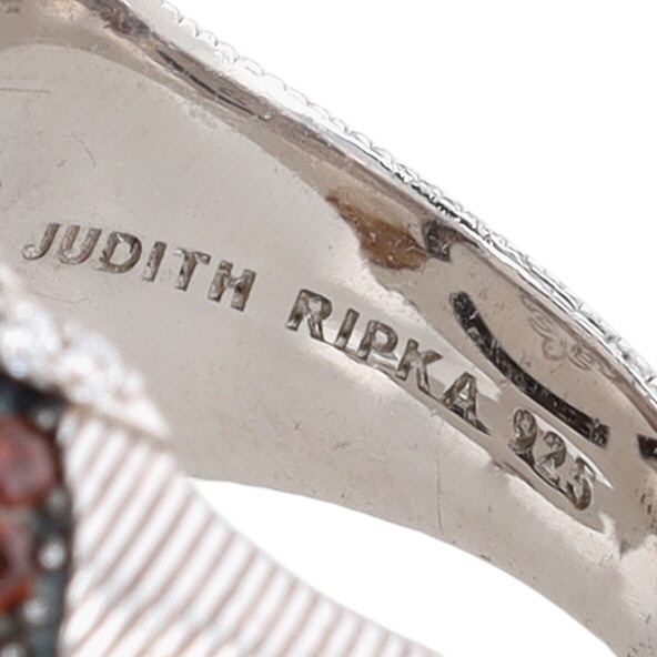 Judith Ripka Sterling Silver Multi Gemstone Statement Ring Size 7