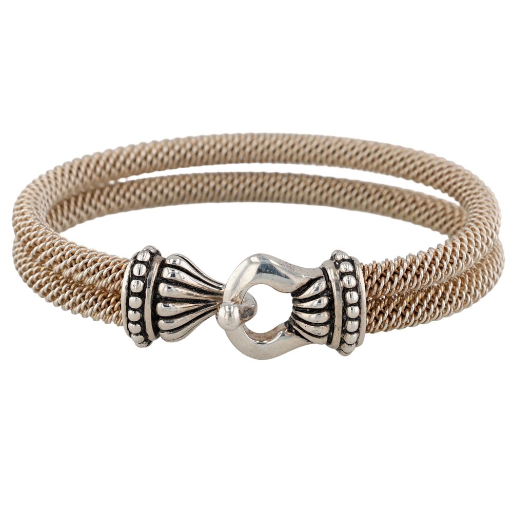 Lot 347: Joseph Esposito Sterling Silver Double Mesh Band Hook Clasp Bracelet