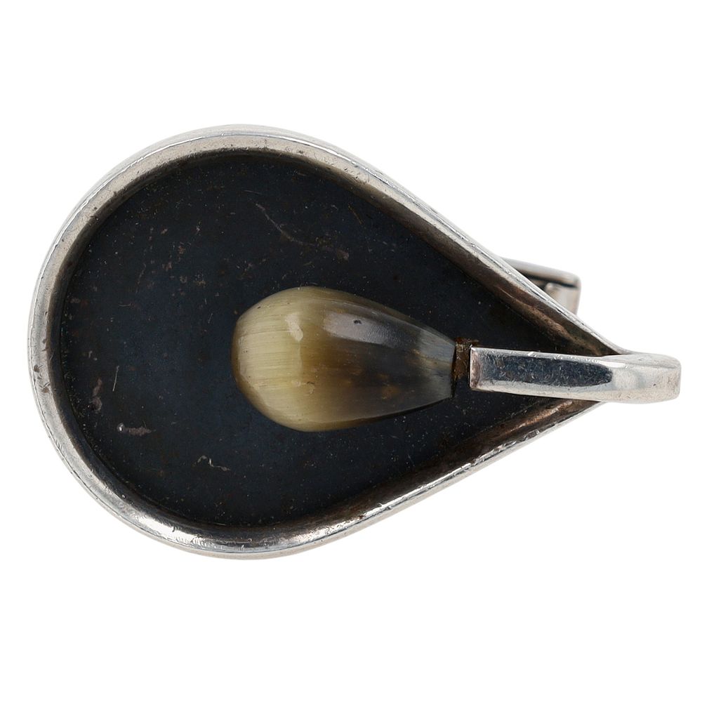 Lot 348: Rare Jules Brenner Sterling Silver Polished Horn Modern Cufflink