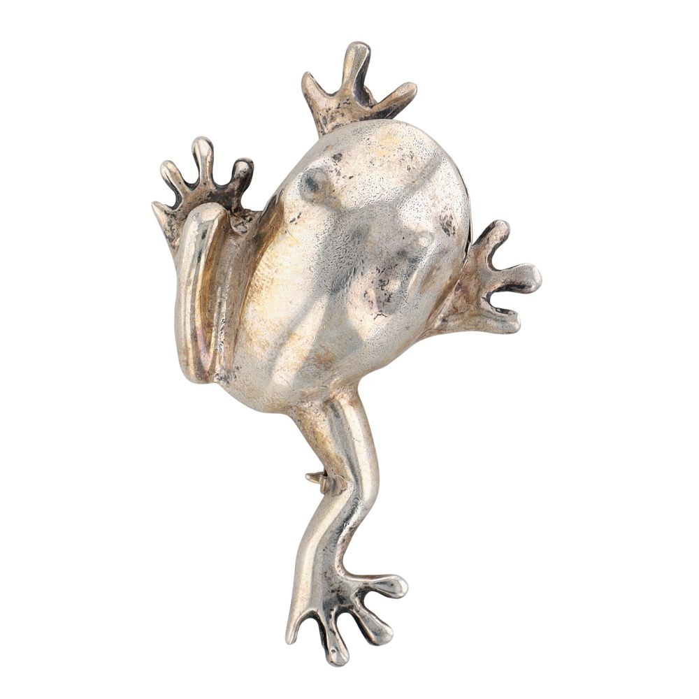 Lot 418: Mexico Sterling Silver Crawling Frog Brooch