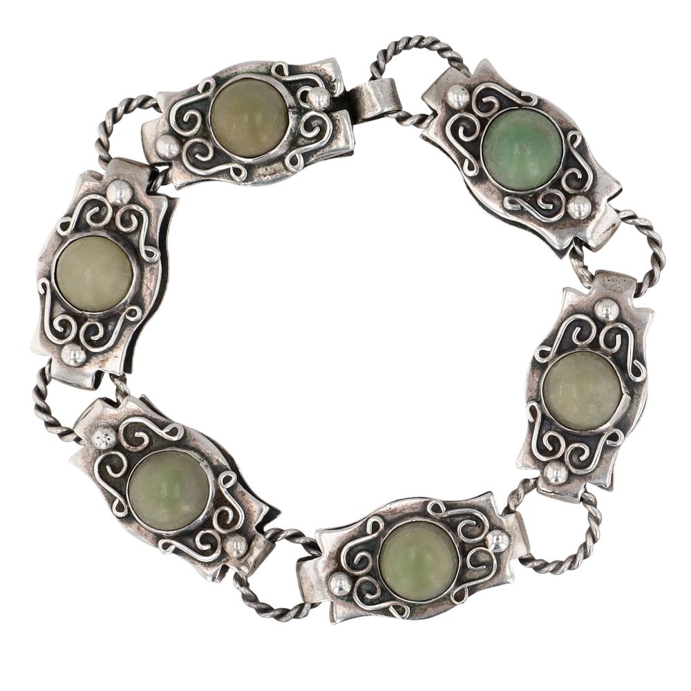 Lot 441: Mexico Vintage Sterling Silver Cantera Spratling Era Scroll Link Bracelet