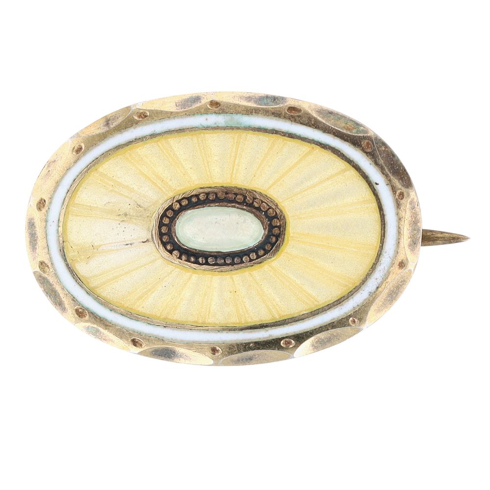 Lot 503: E.L. Weimann Antique Danish Gold Over 830 Silver Guilloche Enamel Jugendstil Brooch