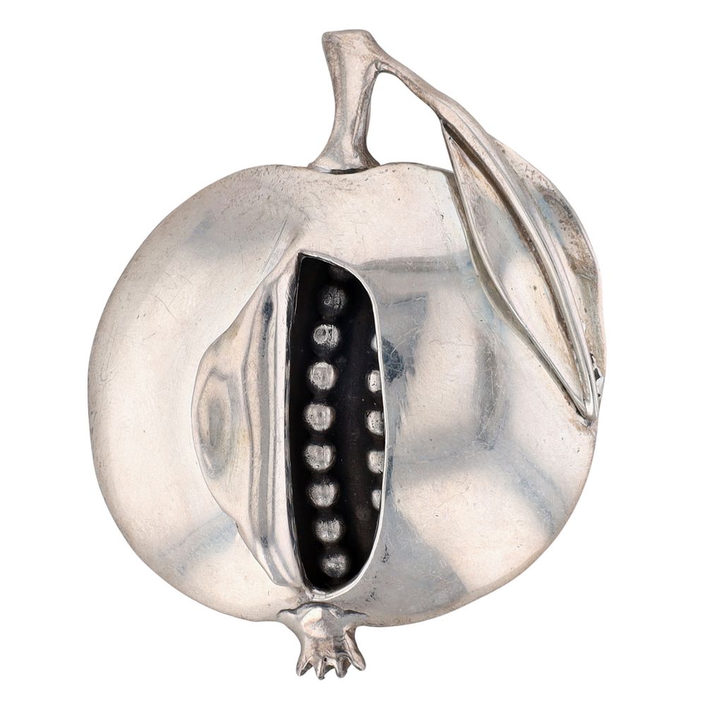Lot 511: Signed Sterling Silver Jewish Federation Pomegranate Brooch Pendant