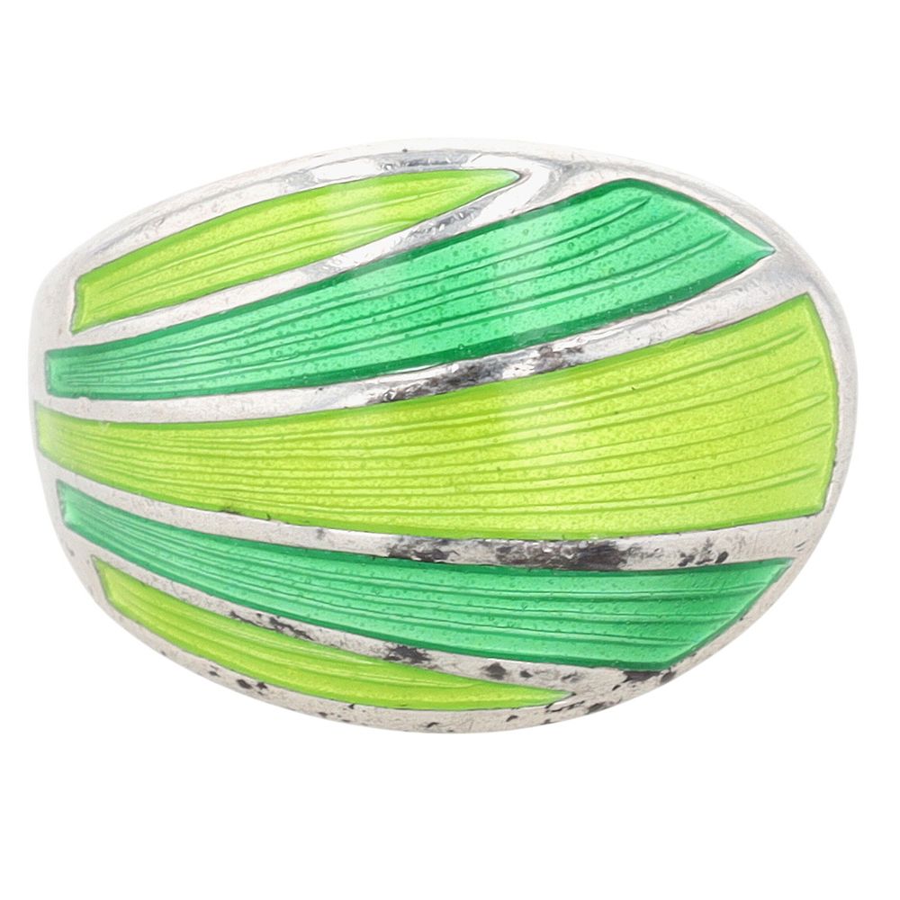 Lot 512: Rare Toril Bjorg Designed David Andersen Sterling Silver Guilloche Enamel Ring Size 5.5