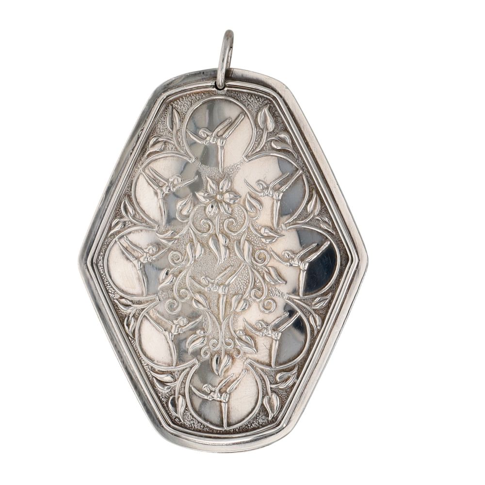 Lot 530: Towle 1979 Sterling Silver Floral Dancing Ladies Pressed Ornament Pendant