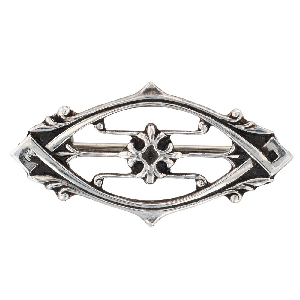 Lot 538: Vintage Sterling Silver Art Deco Scroll Brooch