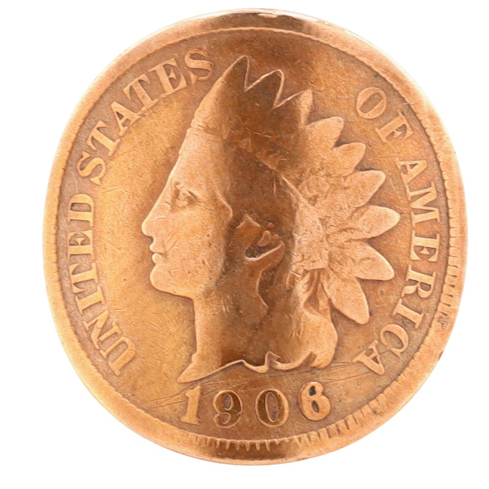 Lot 539: Sterling Silver Copper Indian Head Penny Ring Size 3.25