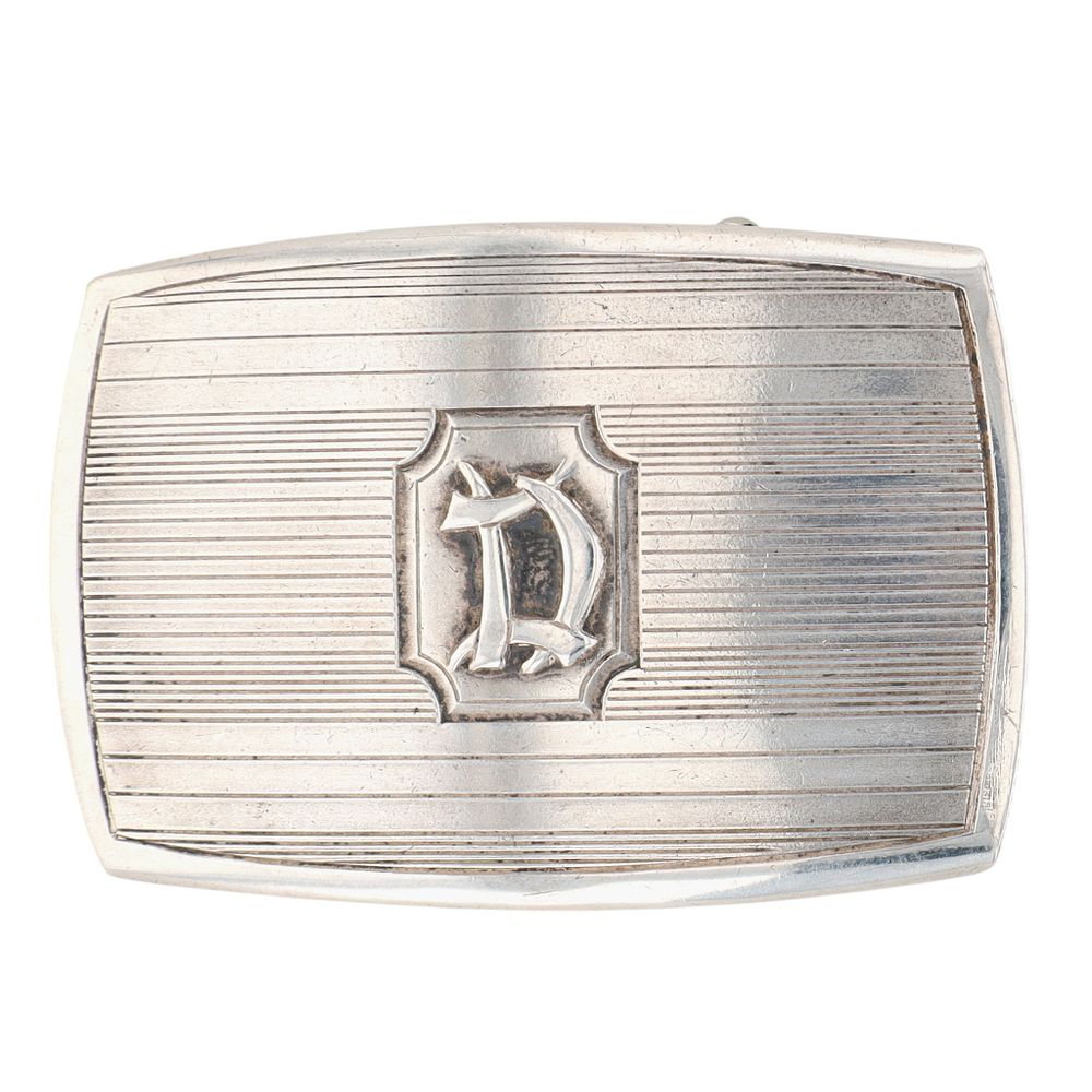 Lot 544: Pioneer Nickel Silver Sterling Silver Art Deco Initial D Belt Buckle