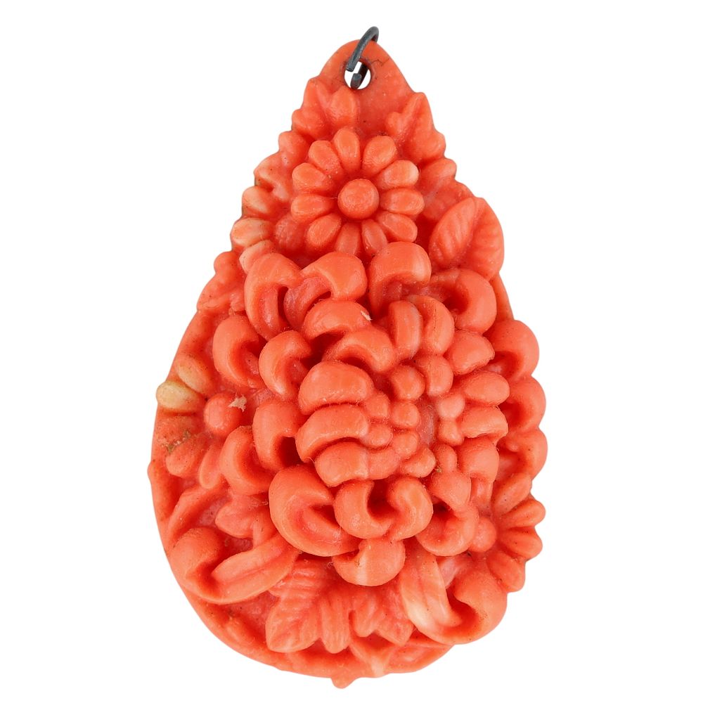 Lot 598: Japanese Acrylic Floral Teardrop Pendant