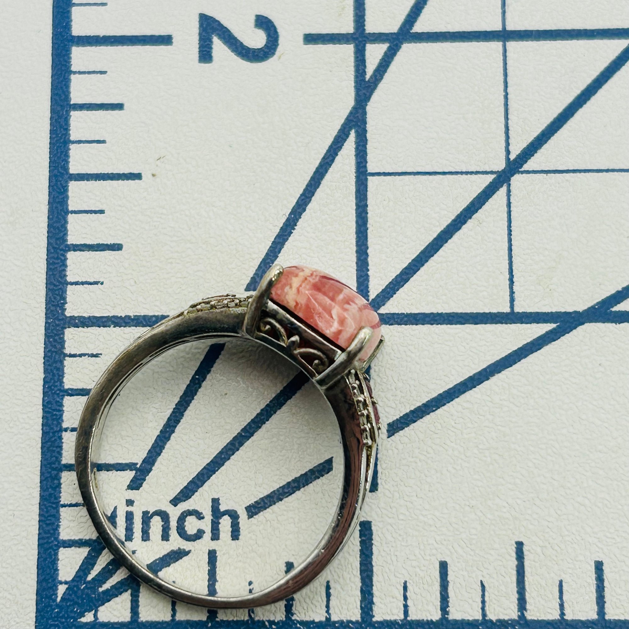 Sterling Rhodochrosite Ring Sz 11