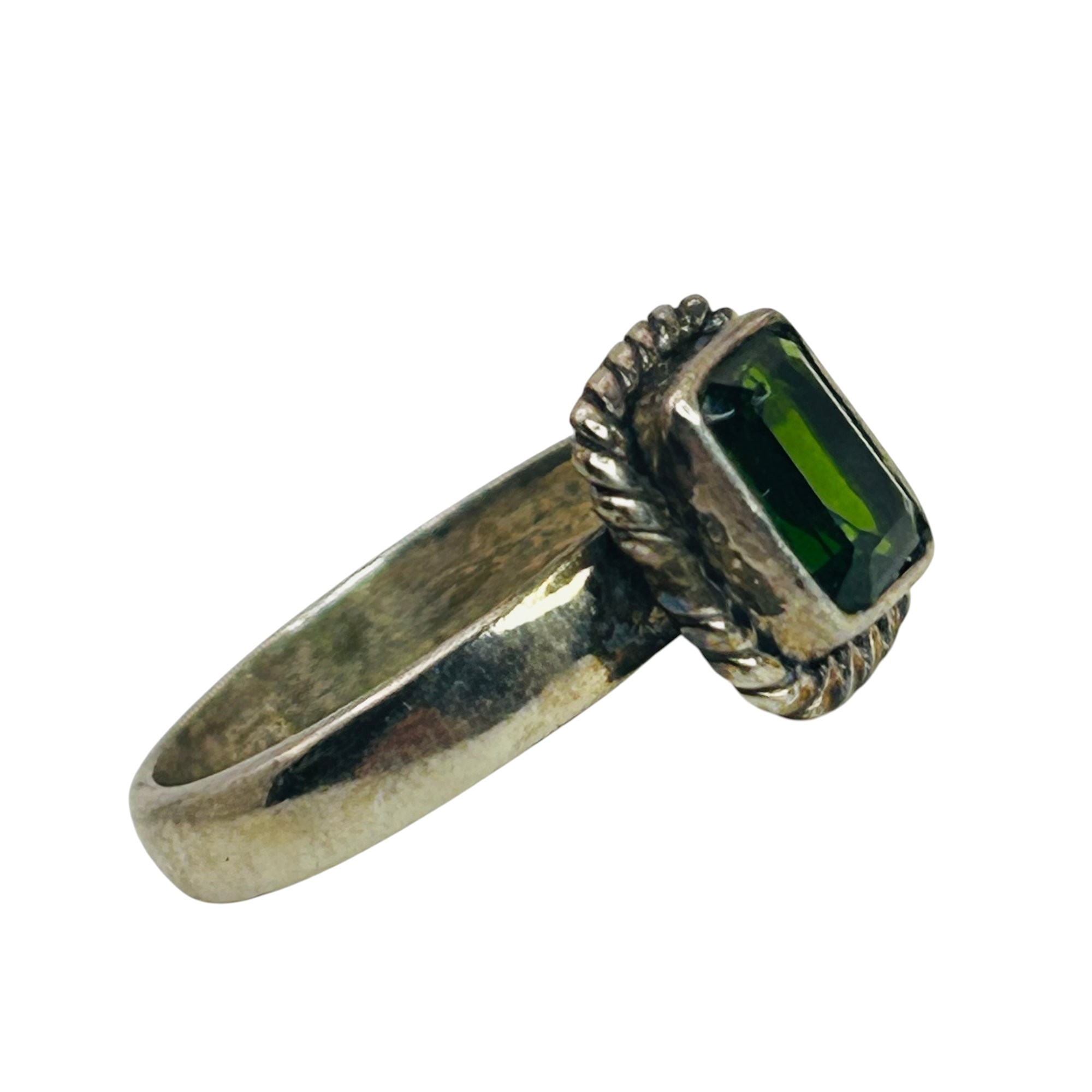 Sterling Emerald Ring Sz 6