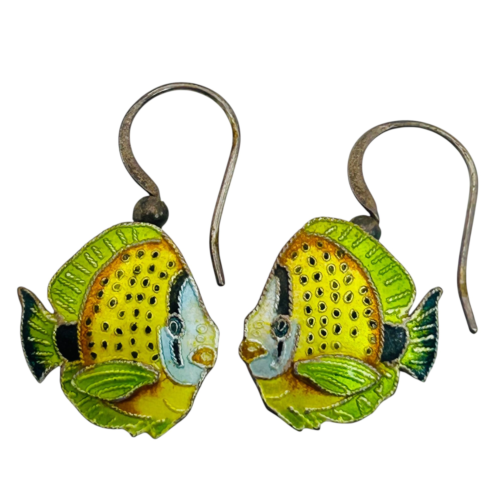 Sterling Inlay Fish Earrings