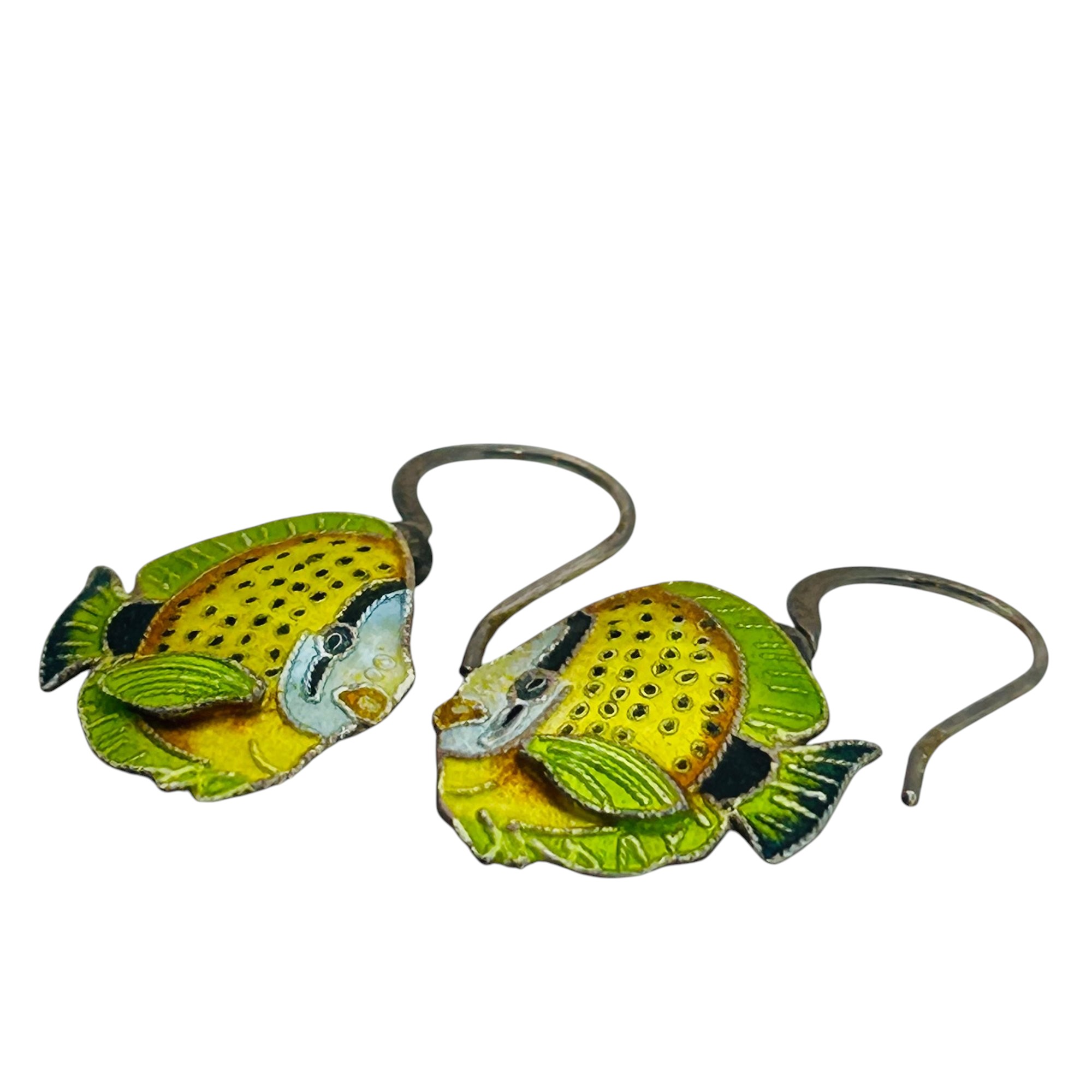 Sterling Inlay Fish Earrings
