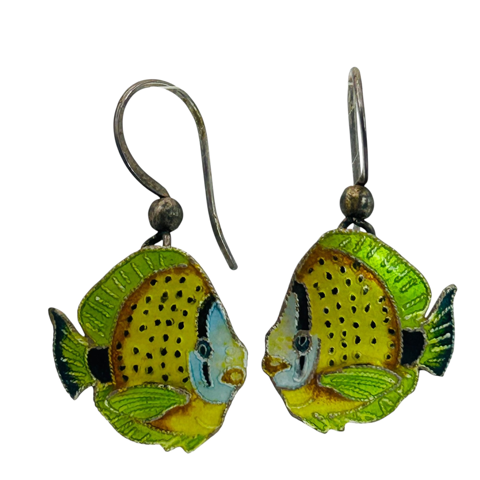 Sterling Inlay Fish Earrings