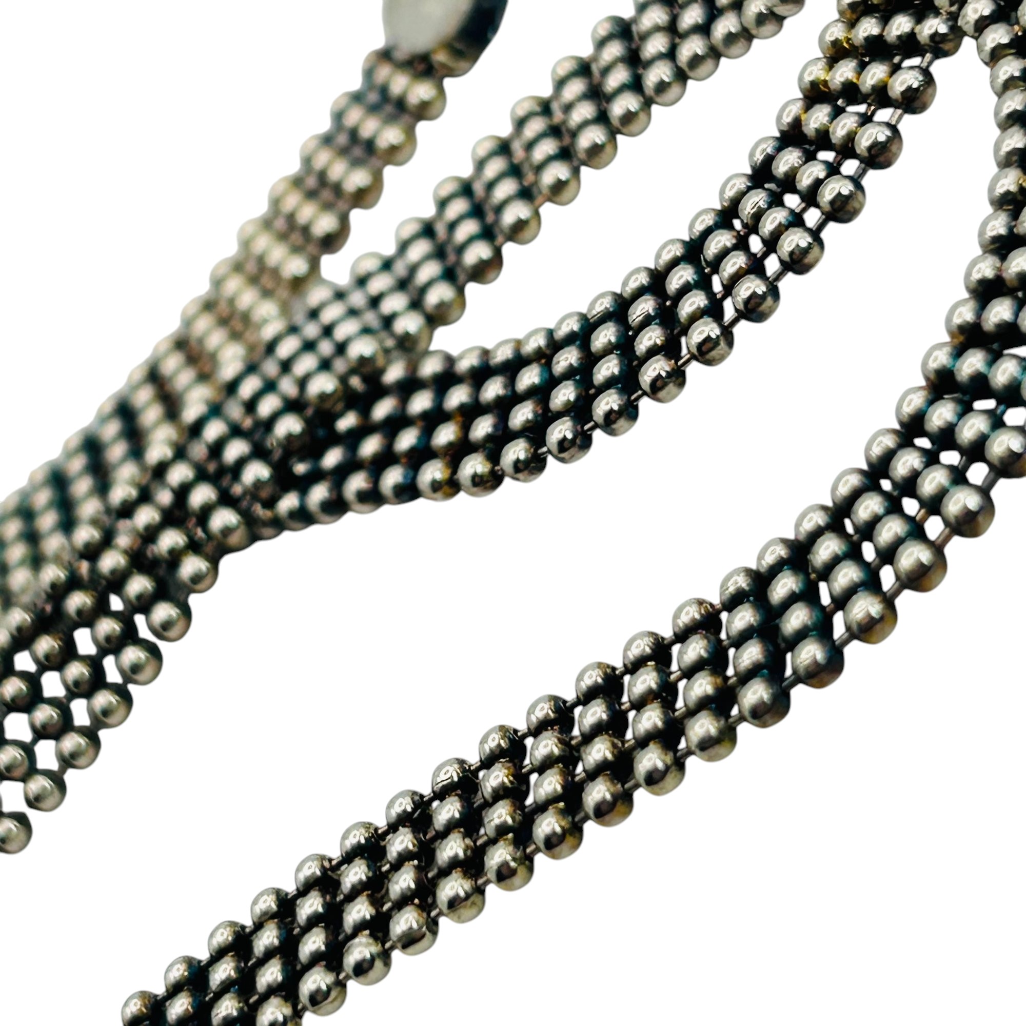 Signed Italy Sterling Multi Bead Chain Necklace