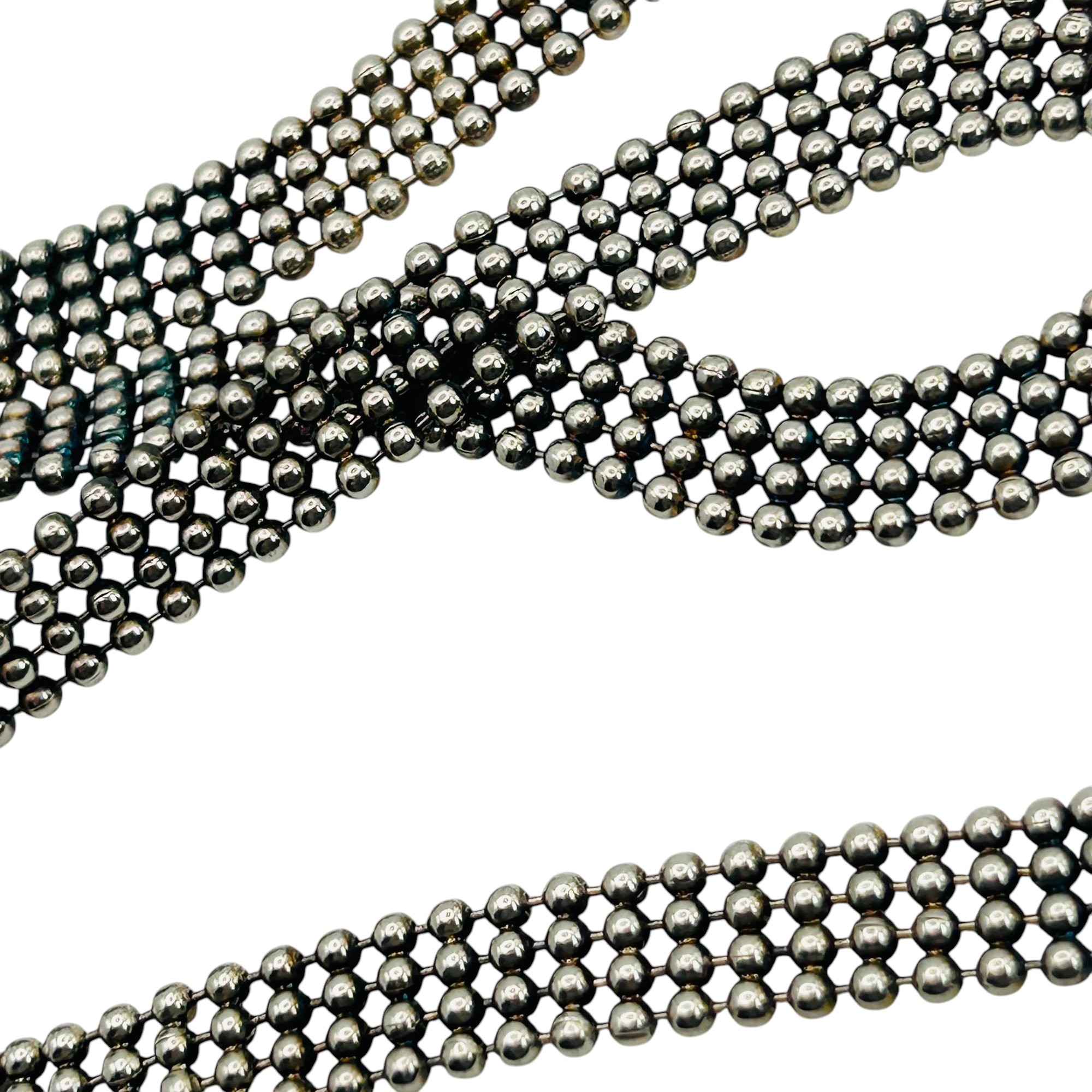 Signed Italy Sterling Multi Bead Chain Necklace