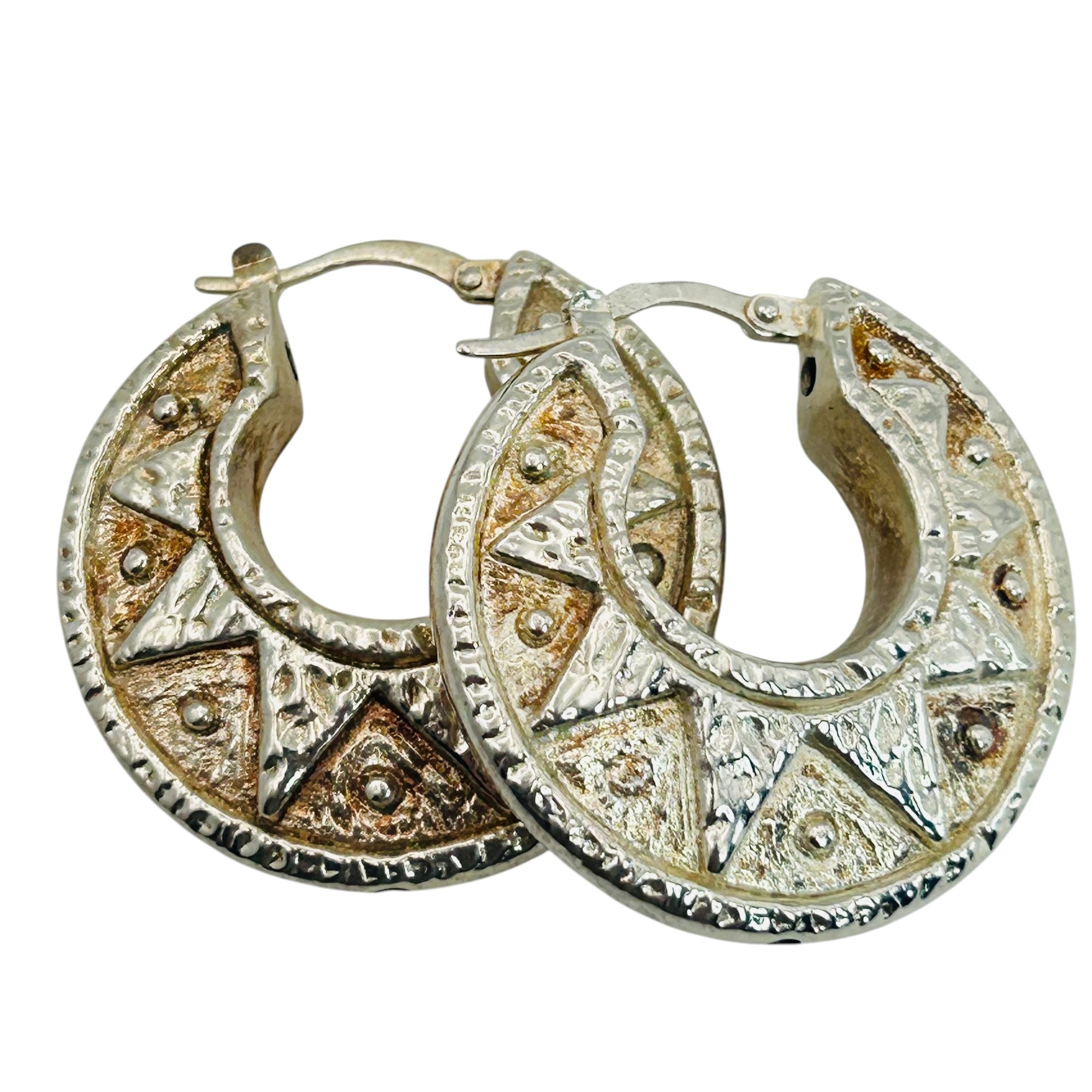Italy Sterling SUN Detail Hoop Earrings