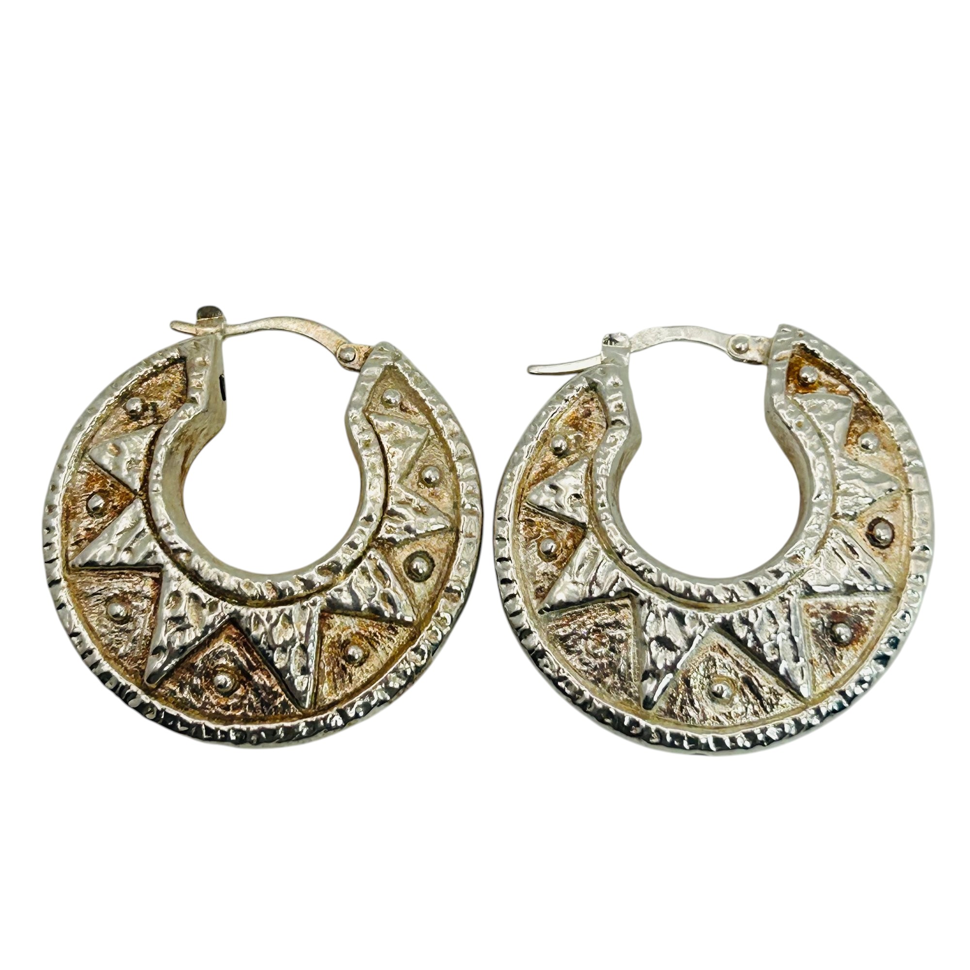 Italy Sterling SUN Detail Hoop Earrings