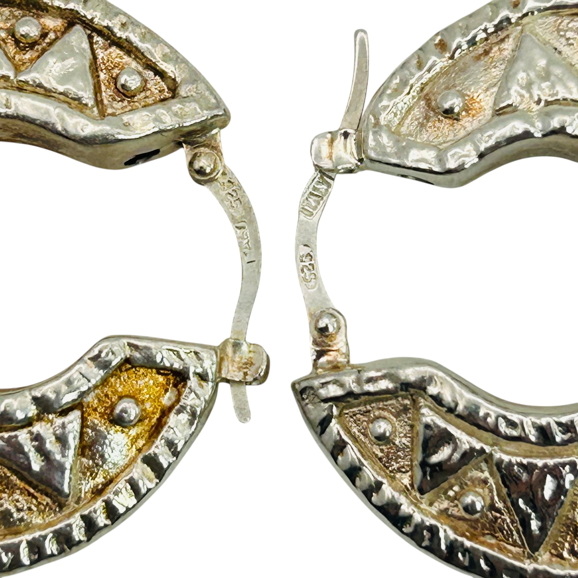 Italy Sterling SUN Detail Hoop Earrings