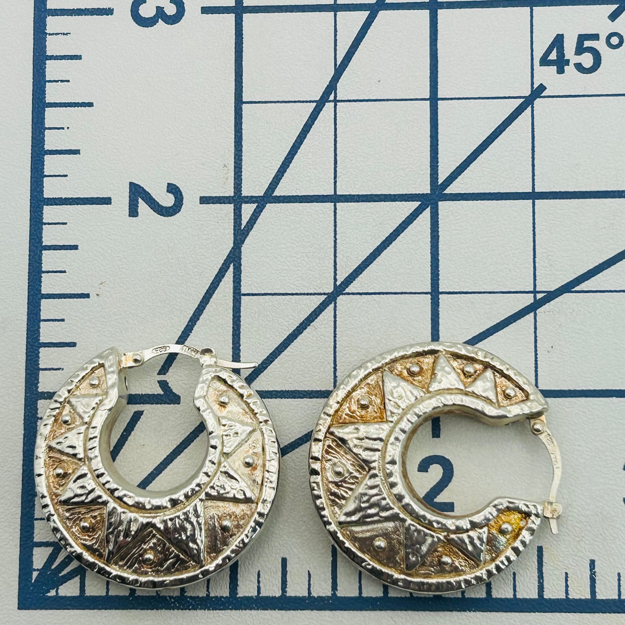 Italy Sterling SUN Detail Hoop Earrings