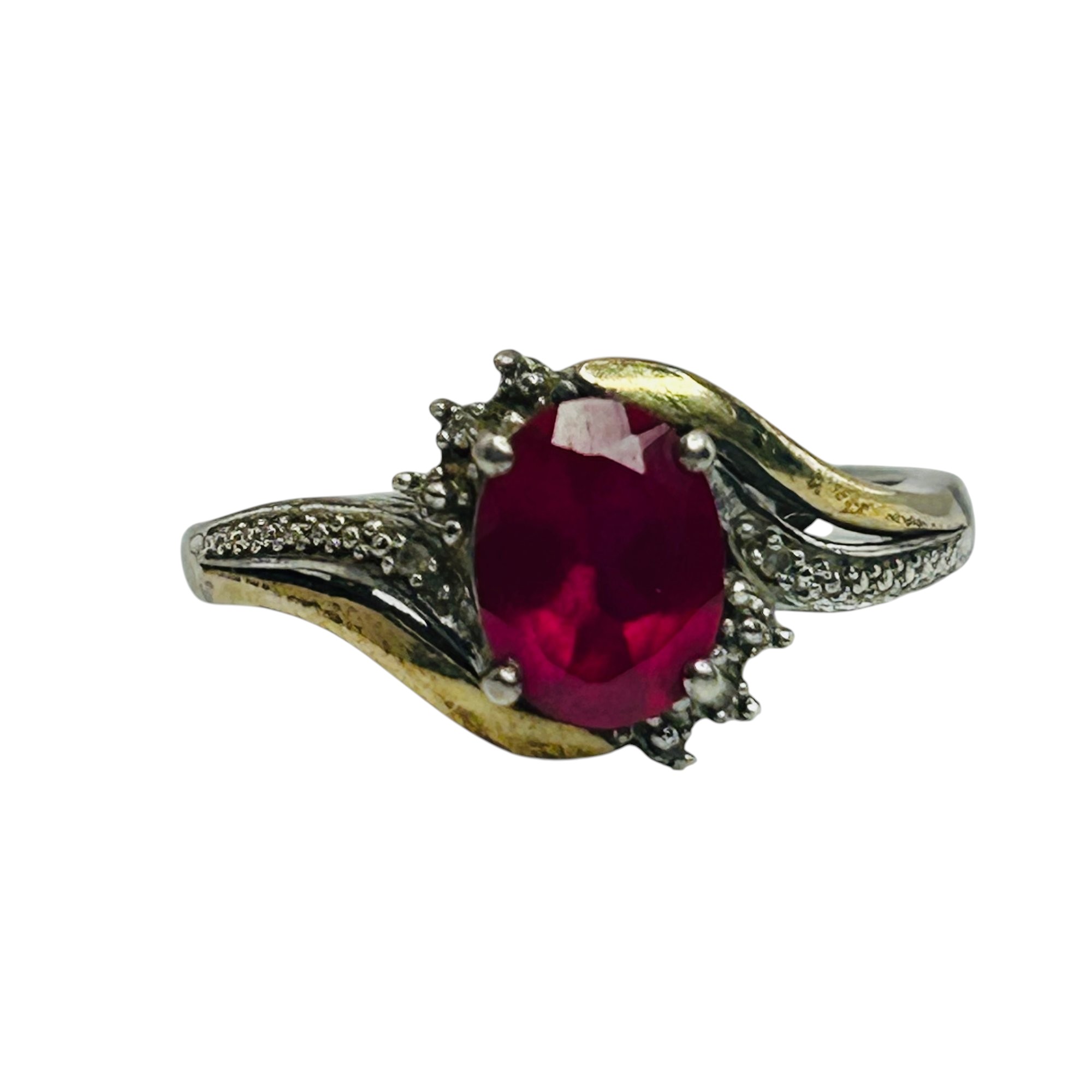 Sterling 10k Diamond Ruby Ring Sz 7