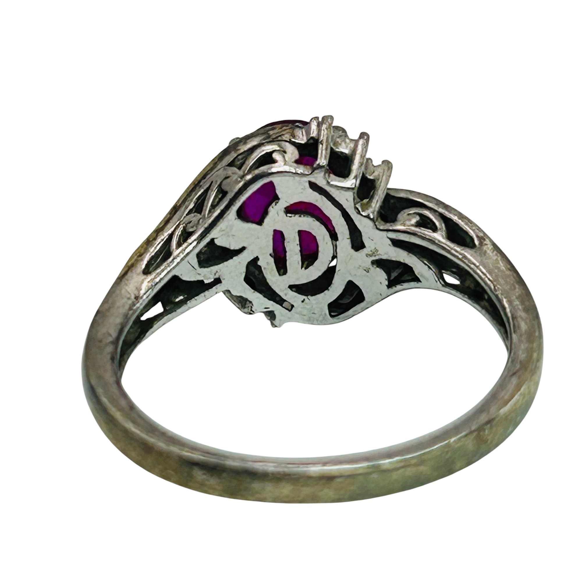 Sterling 10k Diamond Ruby Ring Sz 7