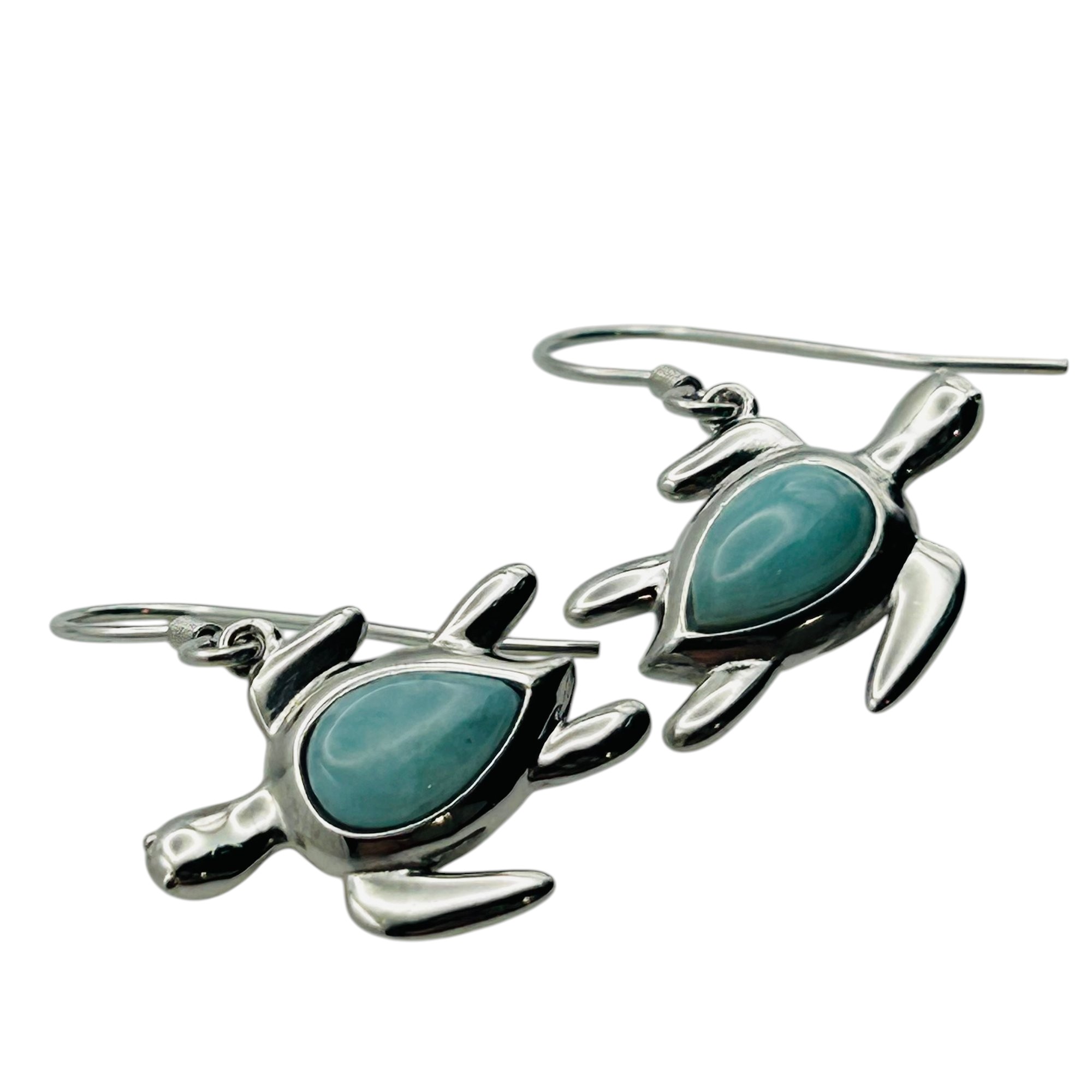 Aloha Sterling Larimar Turtle Earrings