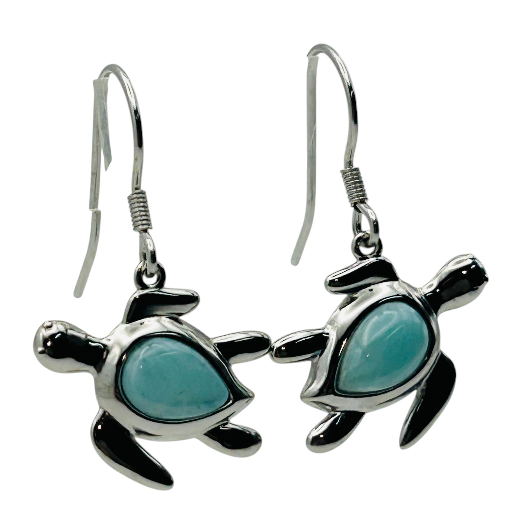 Aloha Sterling Larimar Turtle Earrings