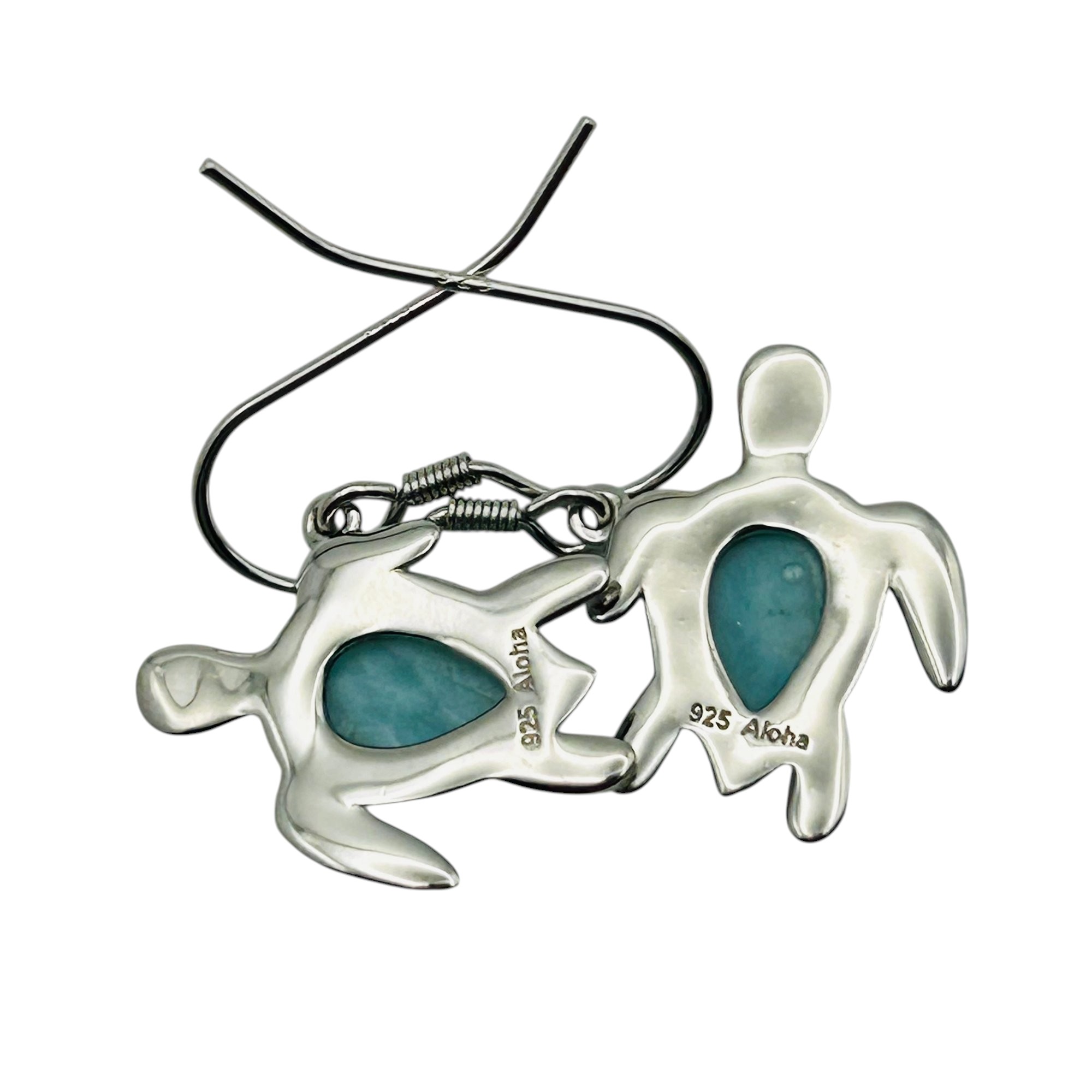 Aloha Sterling Larimar Turtle Earrings