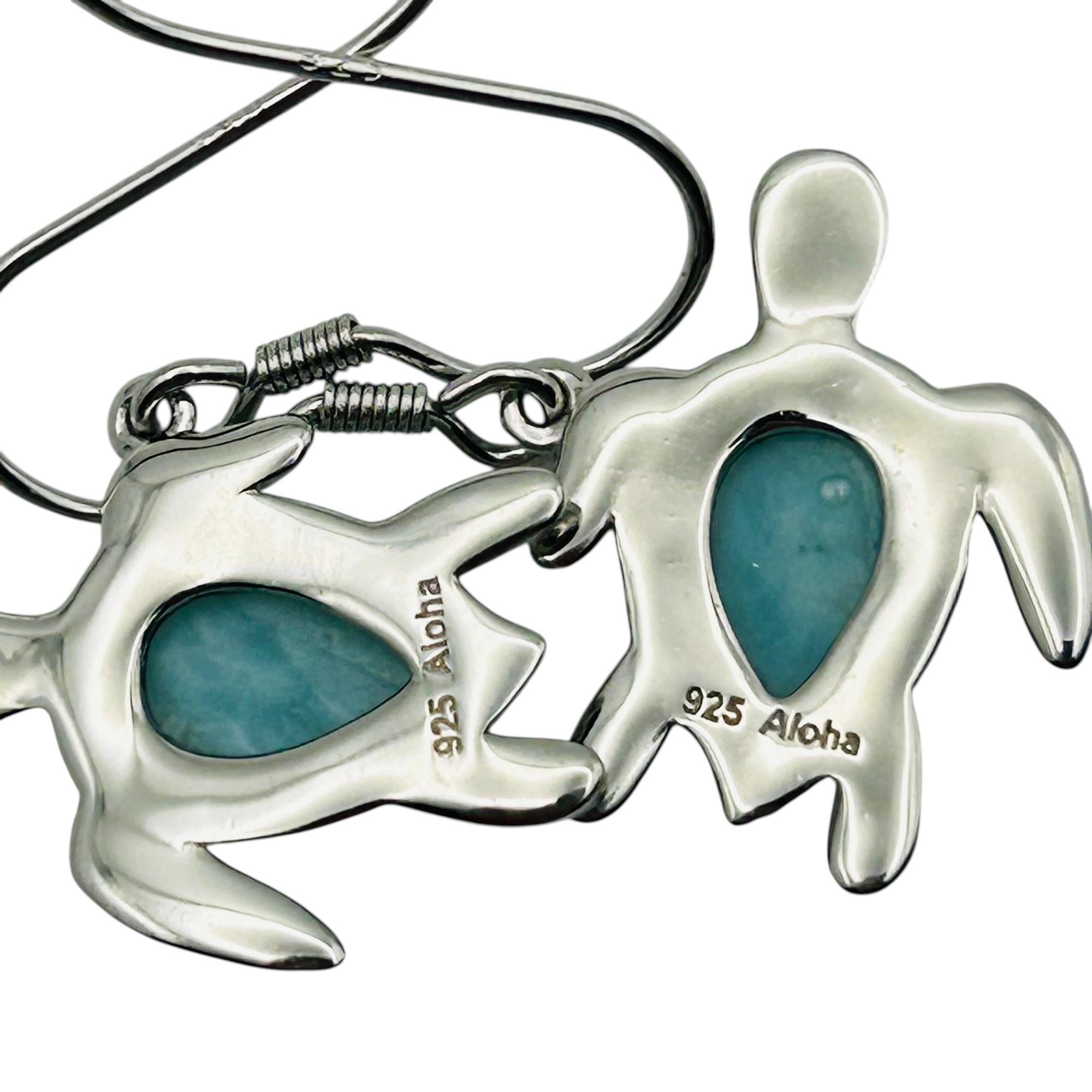 Aloha Sterling Larimar Turtle Earrings