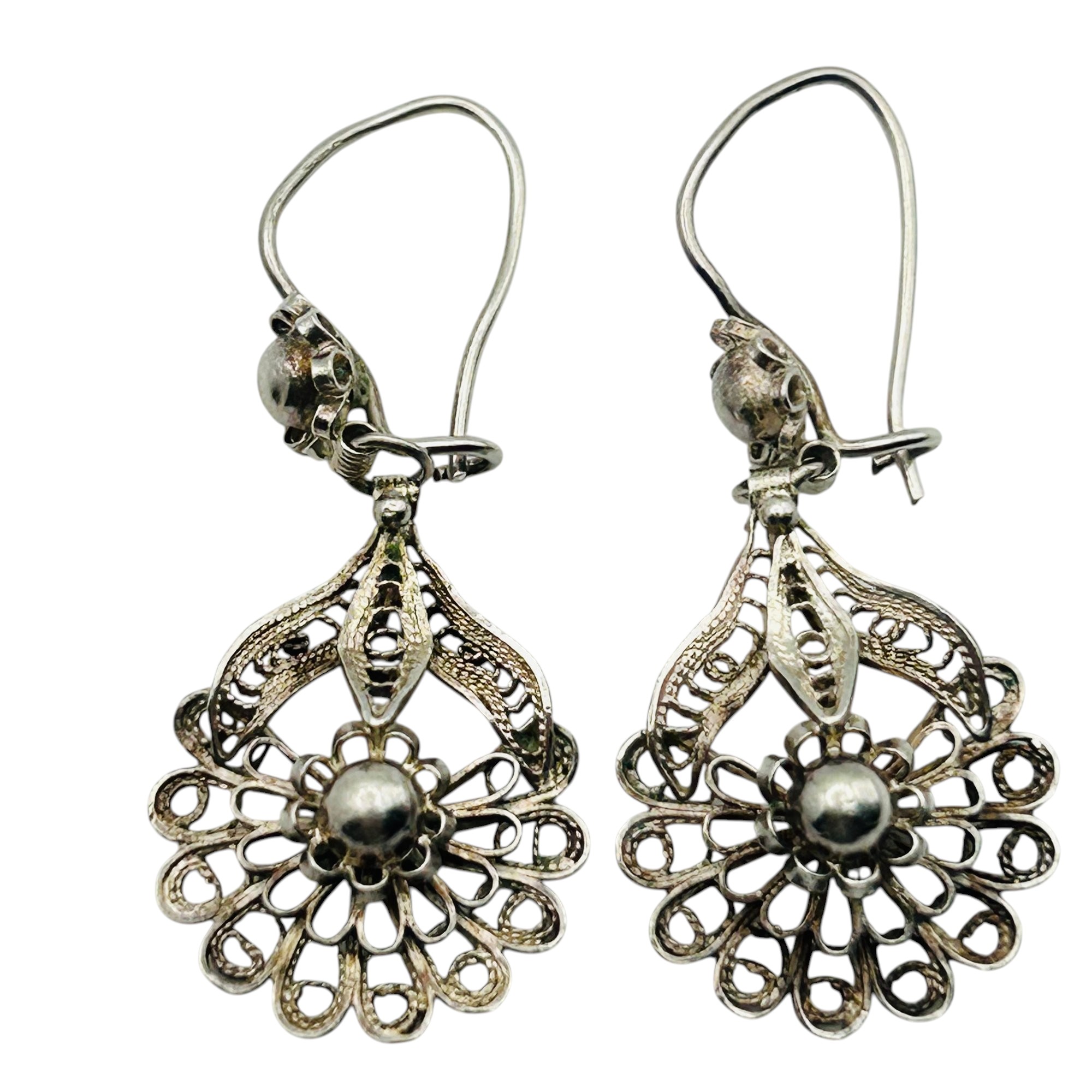 Sterling Filigree Flower Earrings