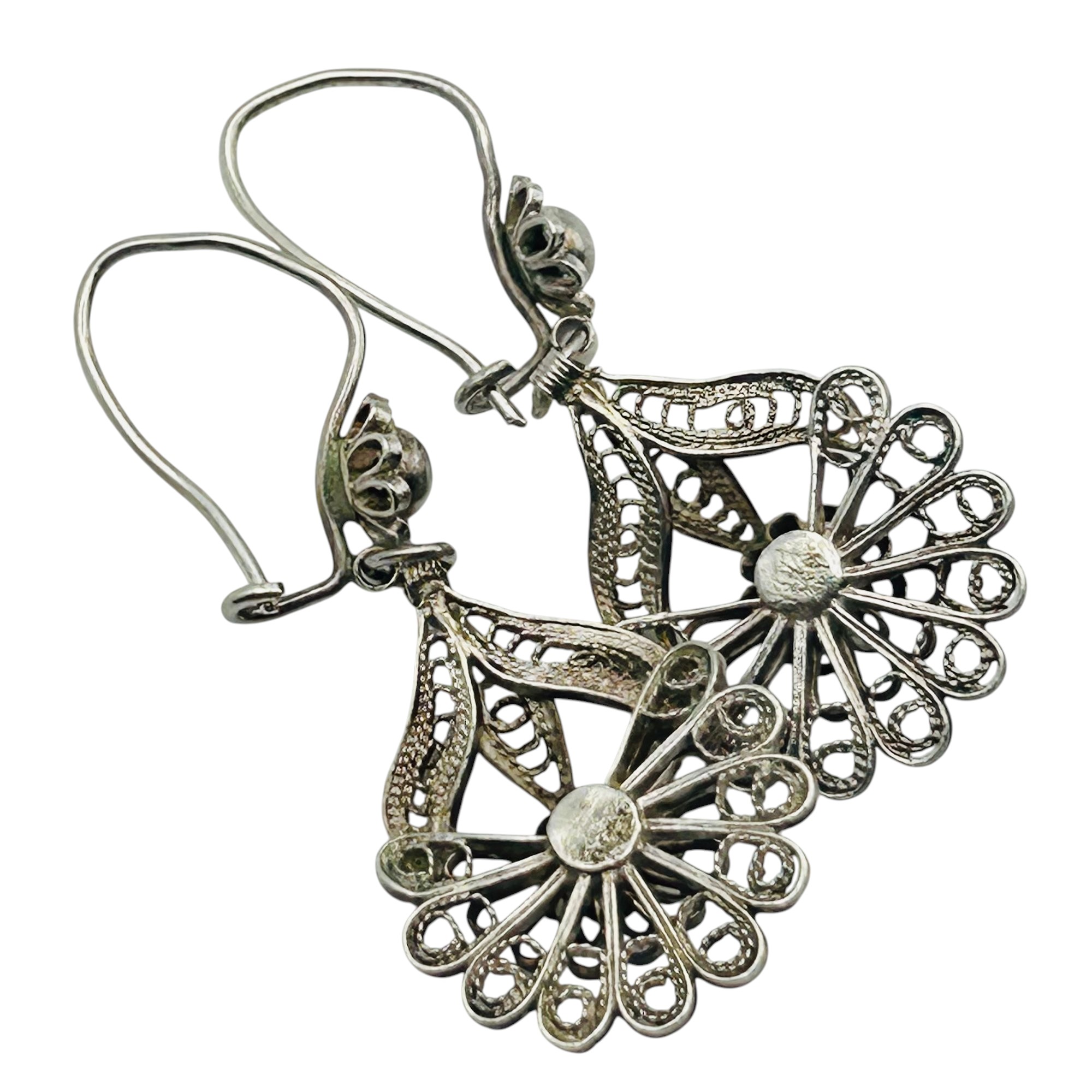 Sterling Filigree Flower Earrings