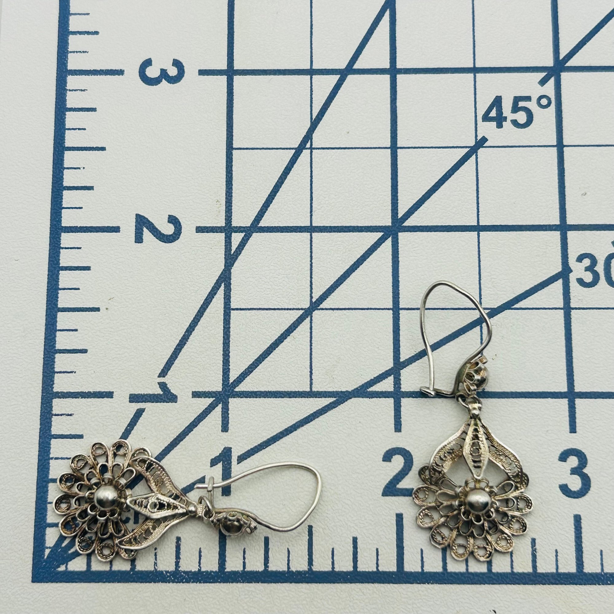Sterling Filigree Flower Earrings