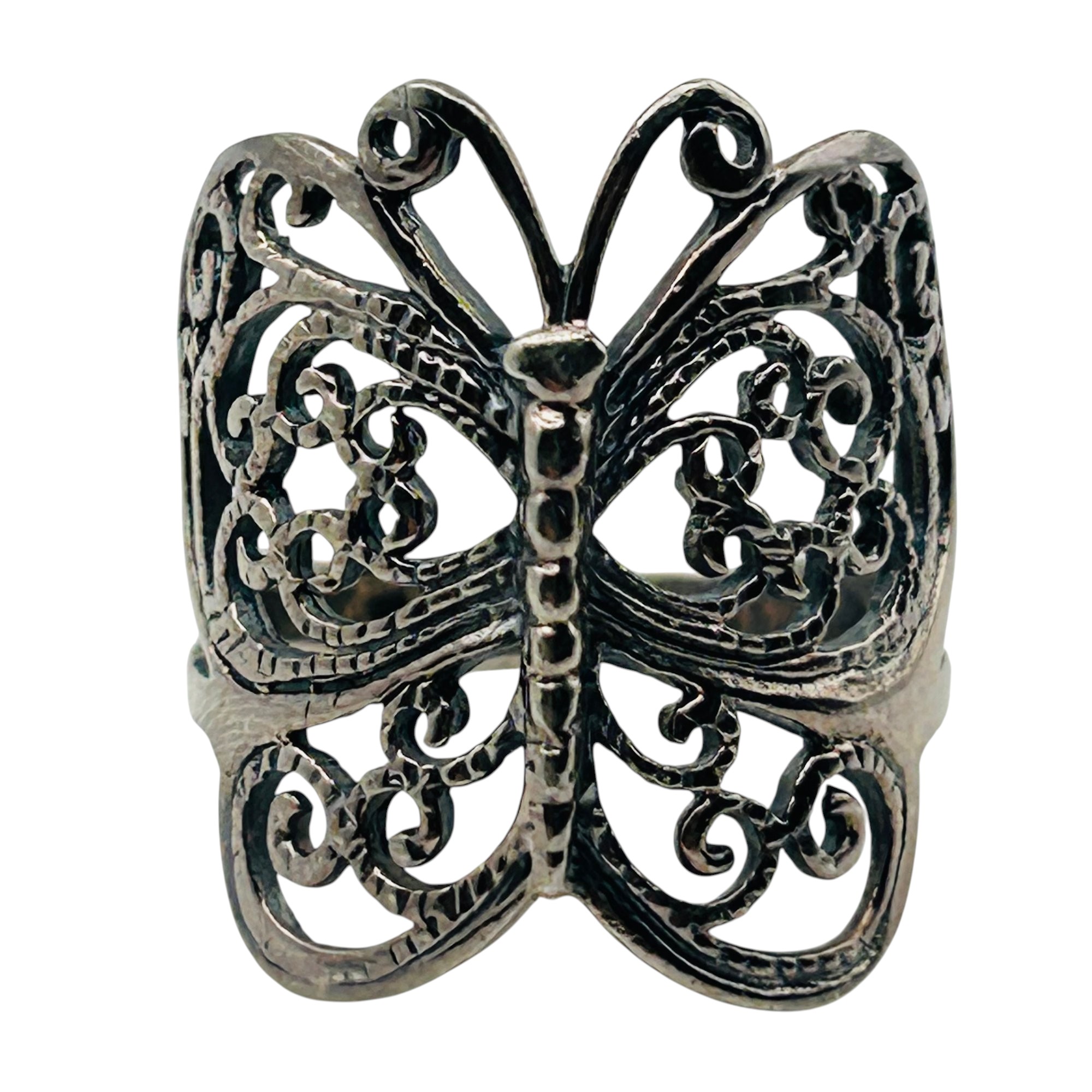 Sterling Butterfly Thumb Ring Sz 7.5