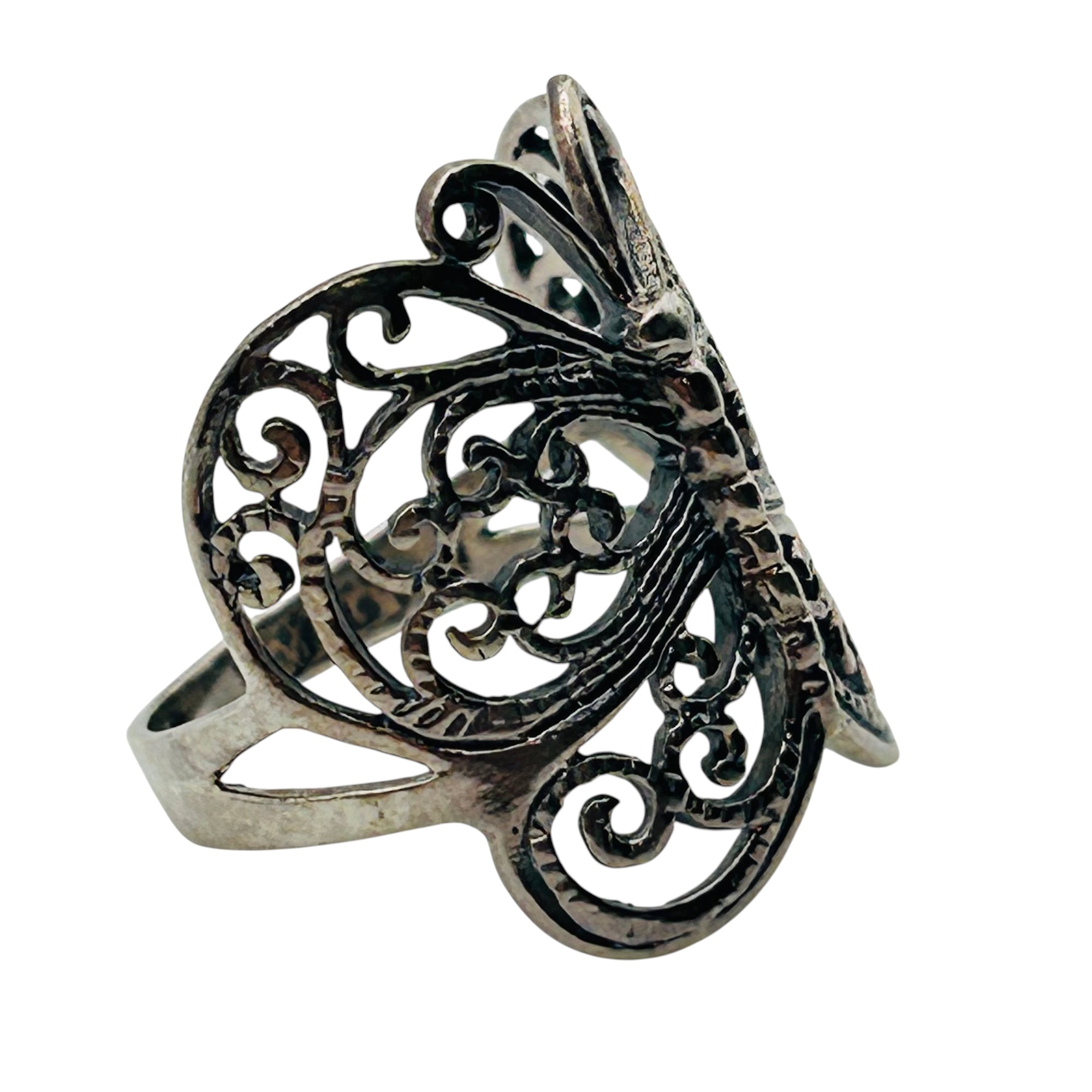 Sterling Butterfly Thumb Ring Sz 7.5