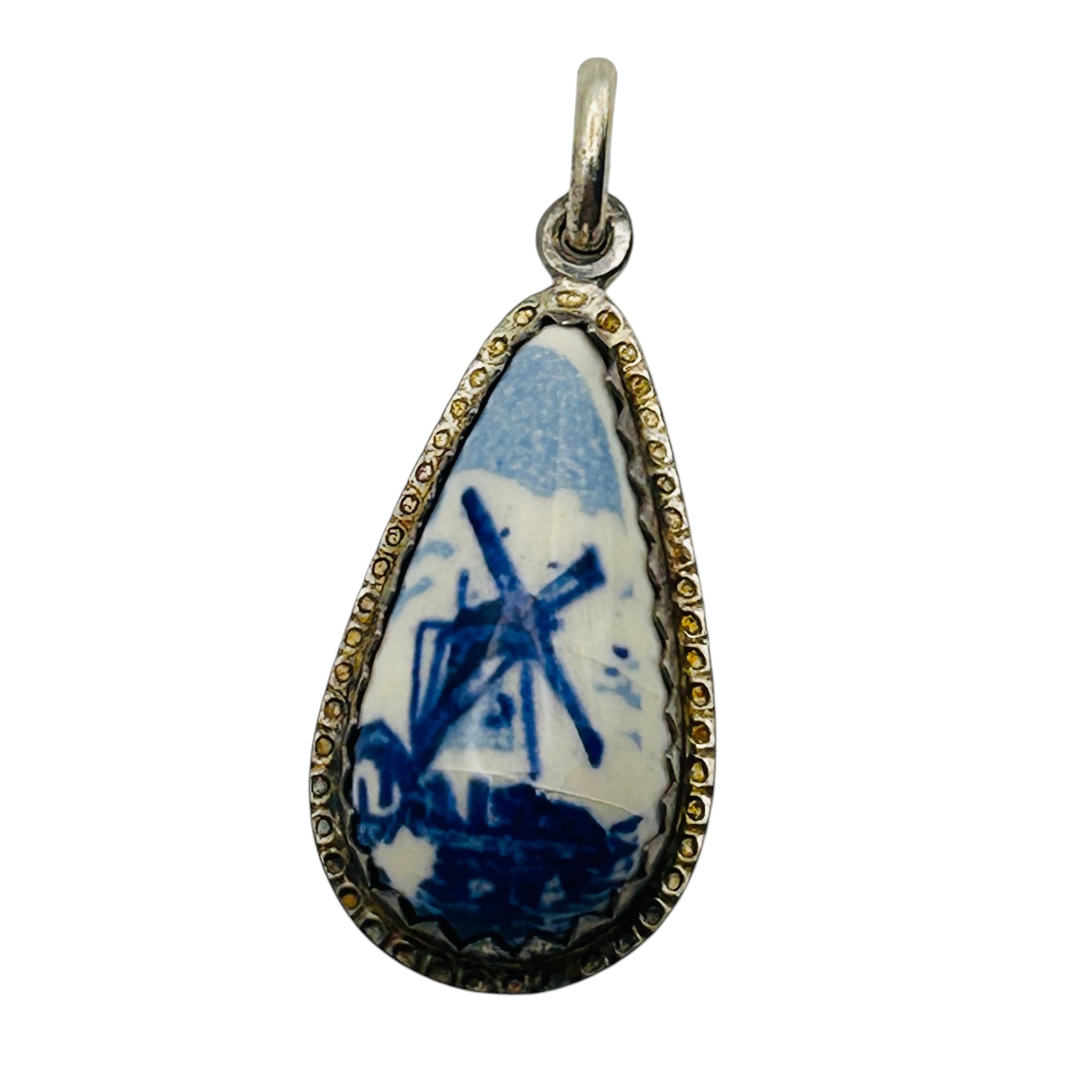 Sterling Blue Porcelain Pendant