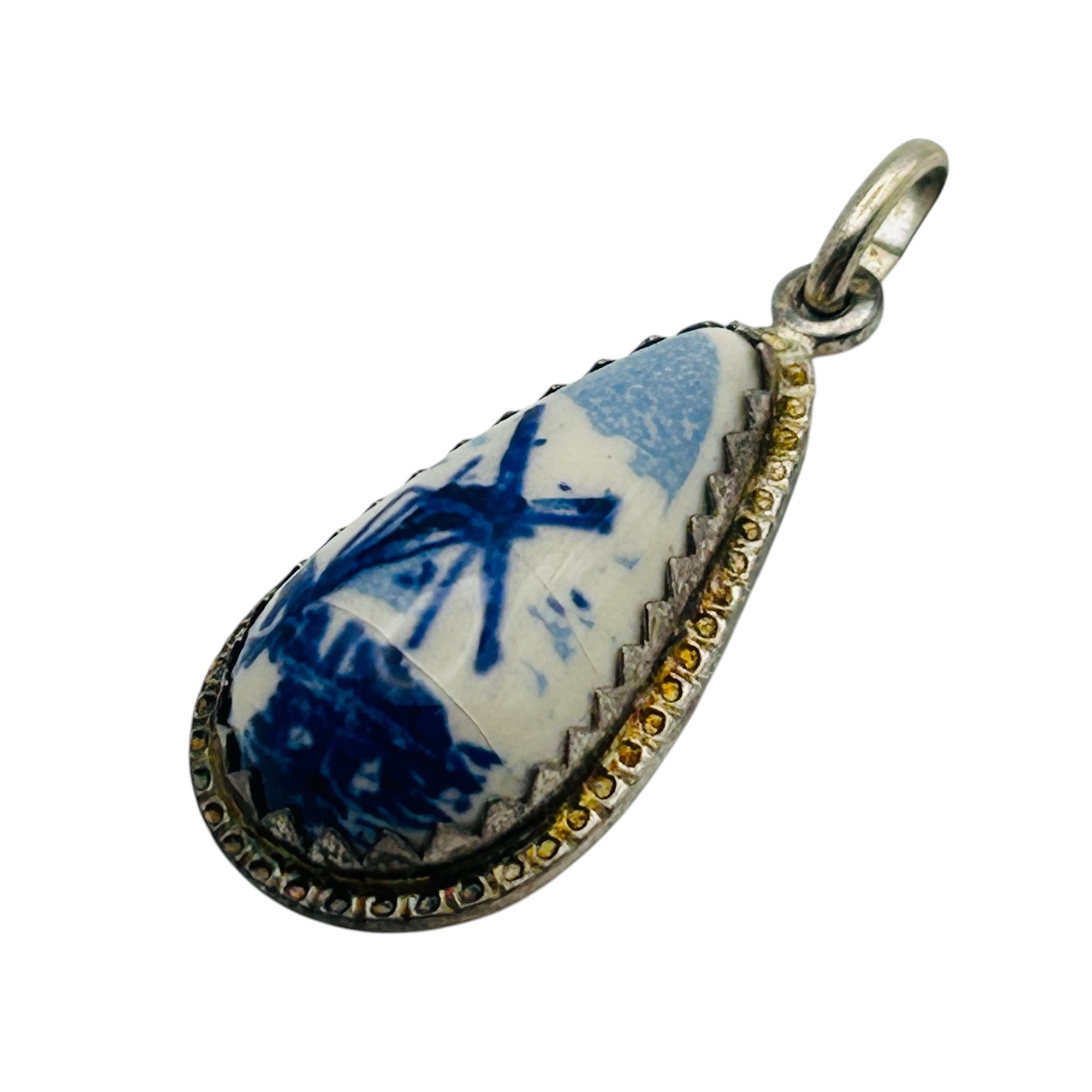 Sterling Blue Porcelain Pendant
